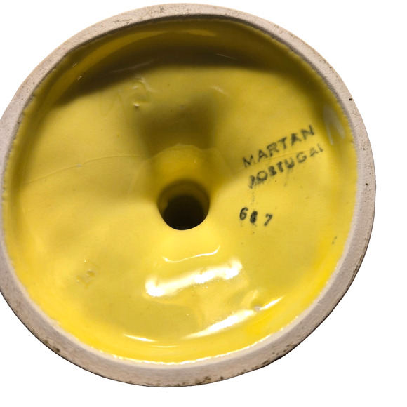 Vintage Yellow Martan Portugal Pottery Flower Compotes Set of 4 - Picture 3 of 14